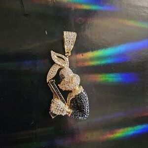 Iced out Bugs Bunny Hitman VVsCZ Gold filled pendant
